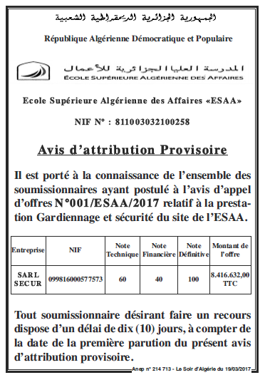 LE SOIR D'ALGERIE