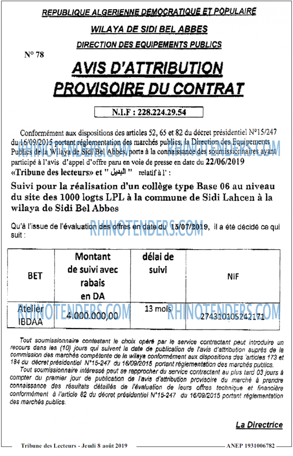 TRIBUNE DES LECTEURS