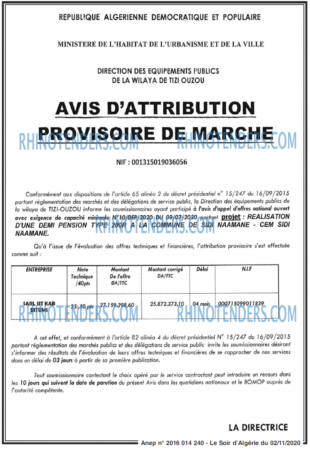 LE SOIR D'ALGERIE