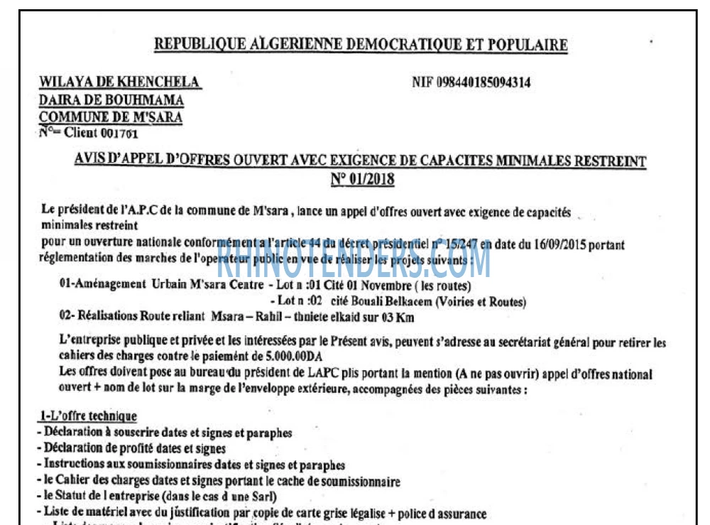 TRANSACTION D'ALGERIE