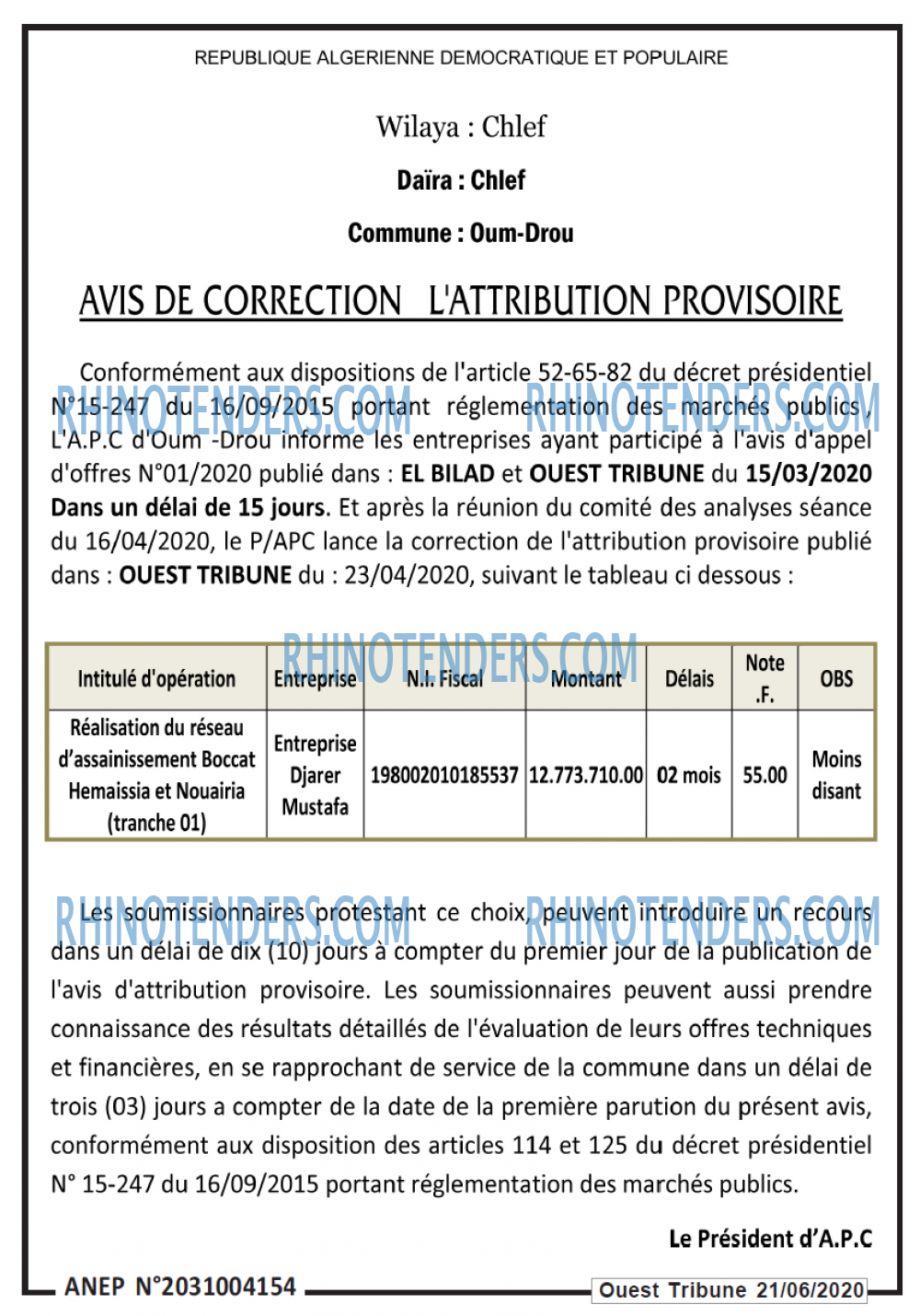 ouest TRIBUNE