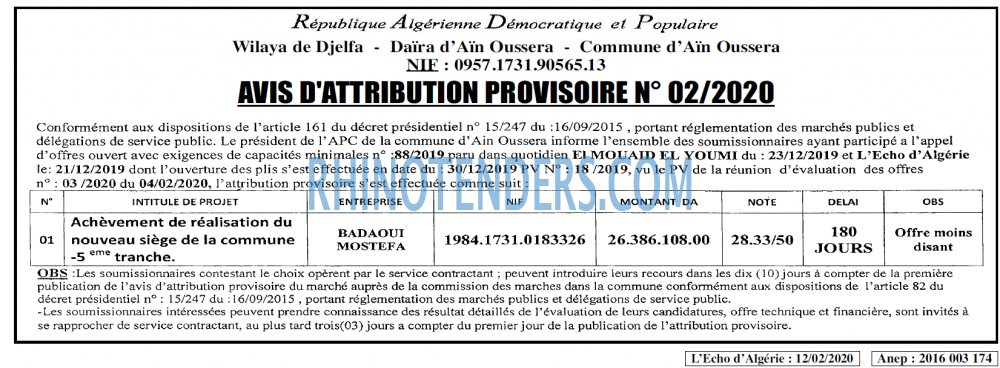L'ECHO D'ALGERIE