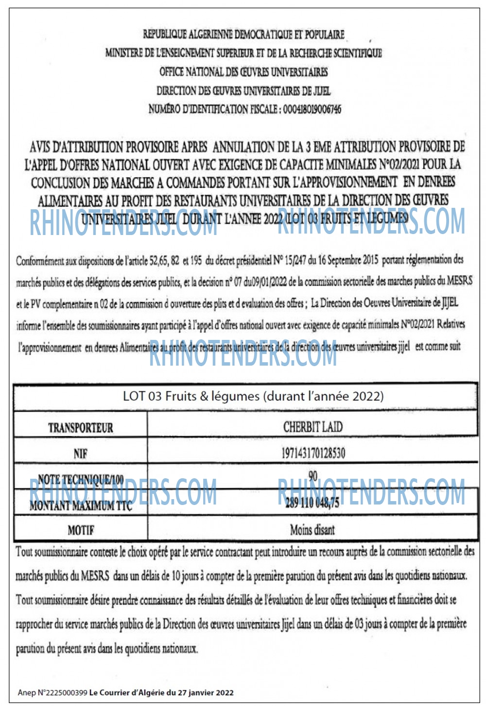 Le Courrier d'Algerie