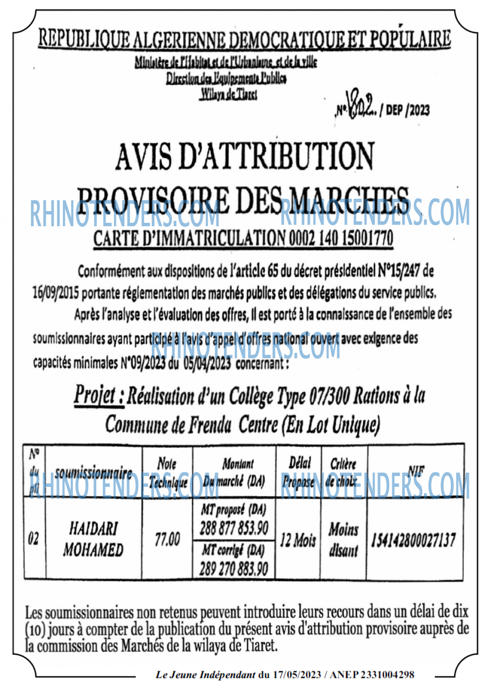 Le jeune indépendant