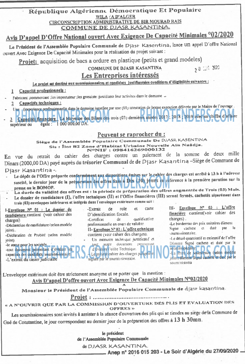 LE SOIR D'ALGERIE