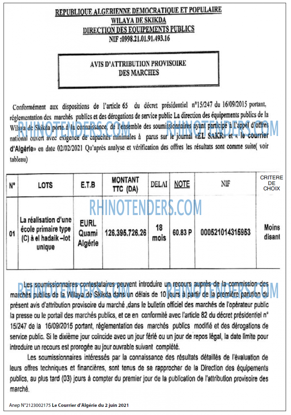 Le Courrier d'Algerie