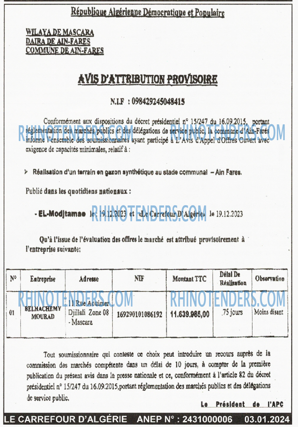 Le Carrefour d'Algérie