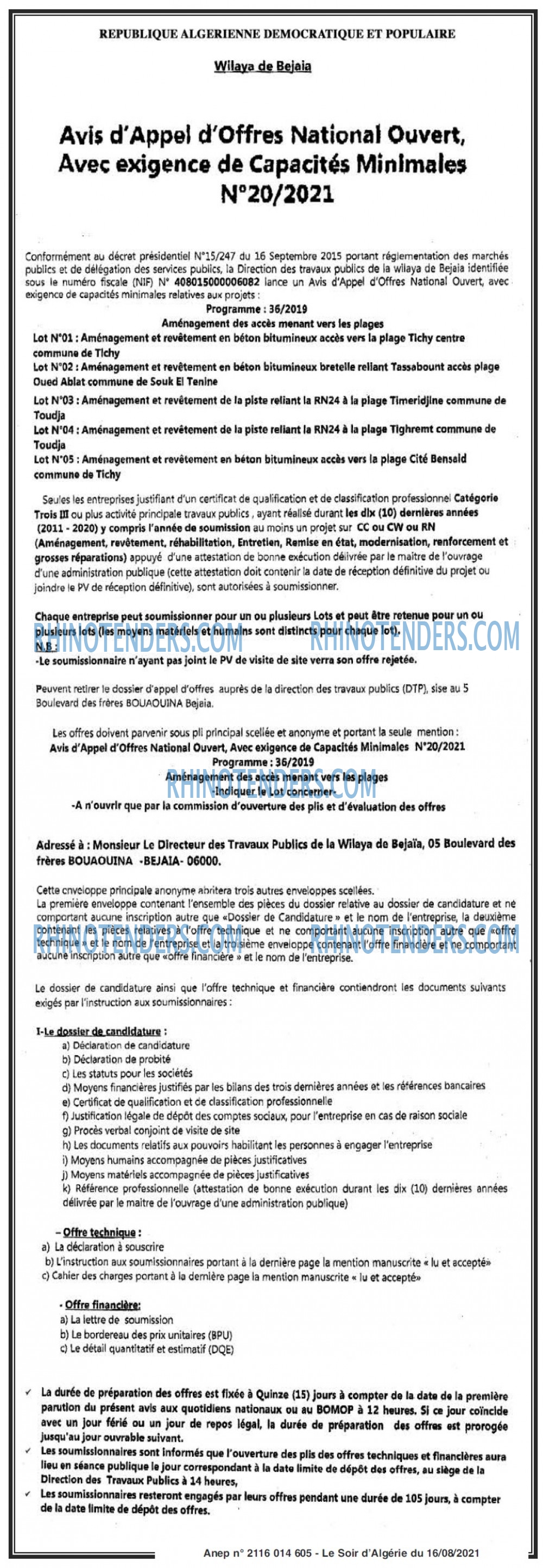 LE SOIR D'ALGERIE