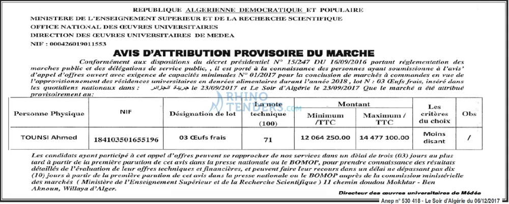 LE SOIR D'ALGERIE
