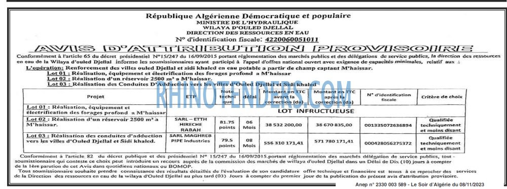 LE SOIR D'ALGERIE