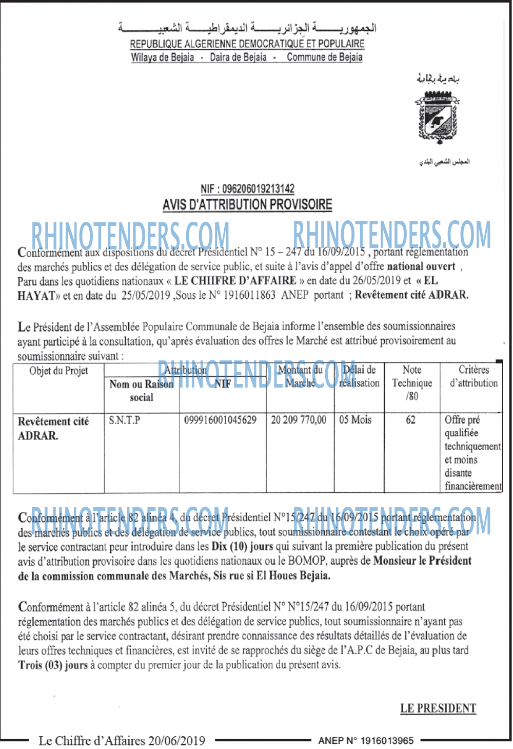 Le Chiffre d'Affaires