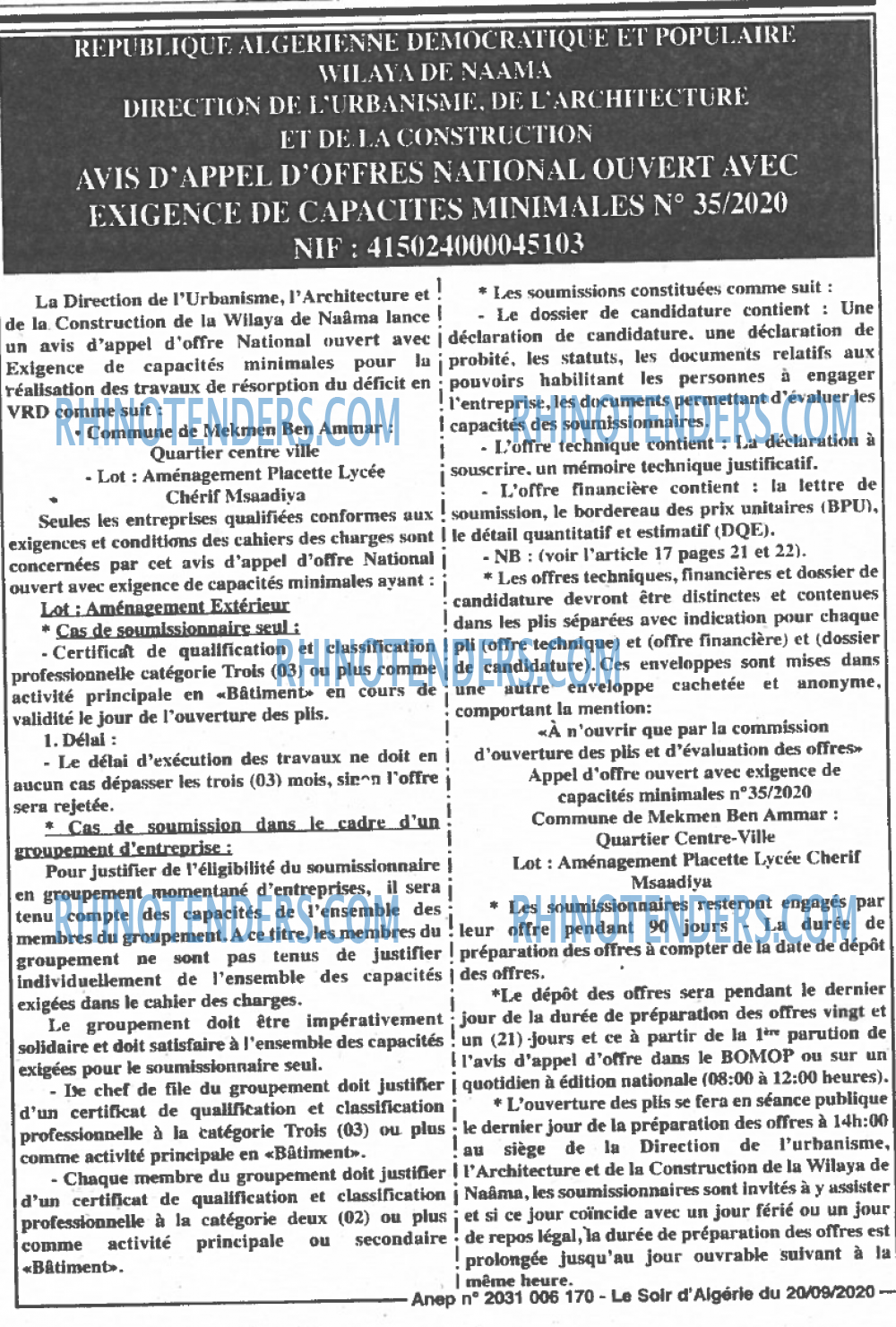 LE SOIR D'ALGERIE