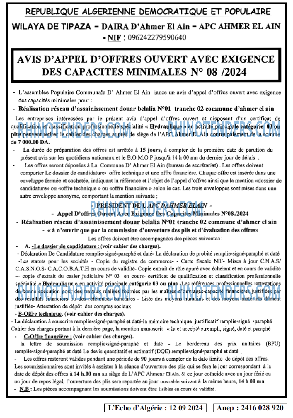 L'ECHO D'ALGERIE