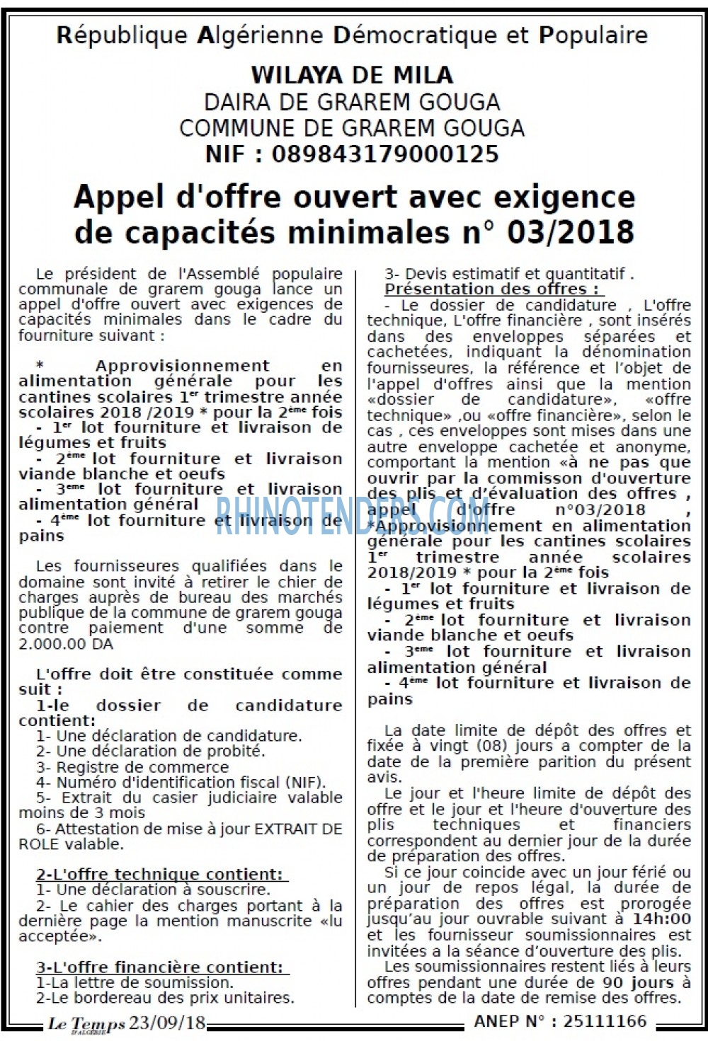 LE TEMPS D'ALGERIE
