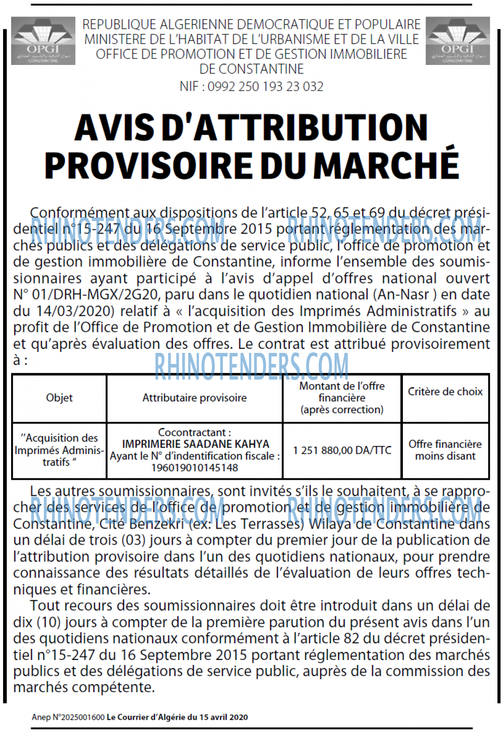 Le Courrier d'Algerie