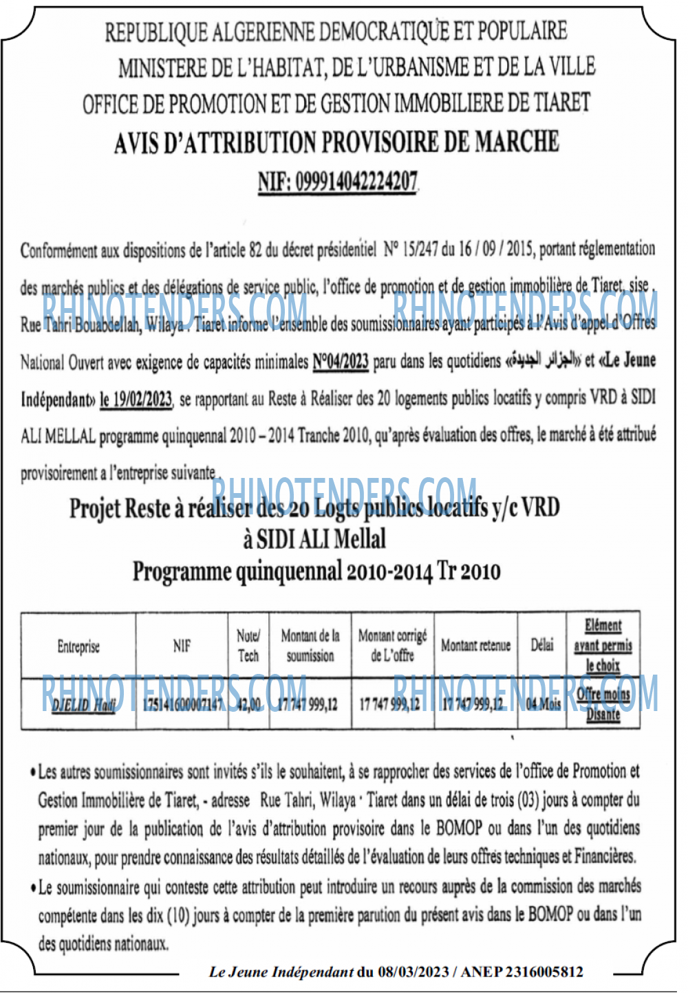 Le jeune indépendant