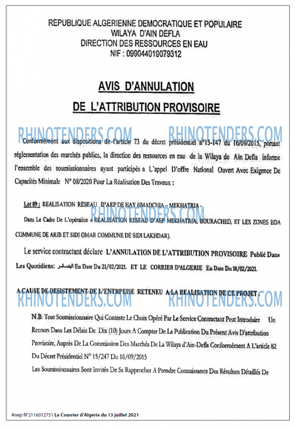 Le Courrier d'Algerie
