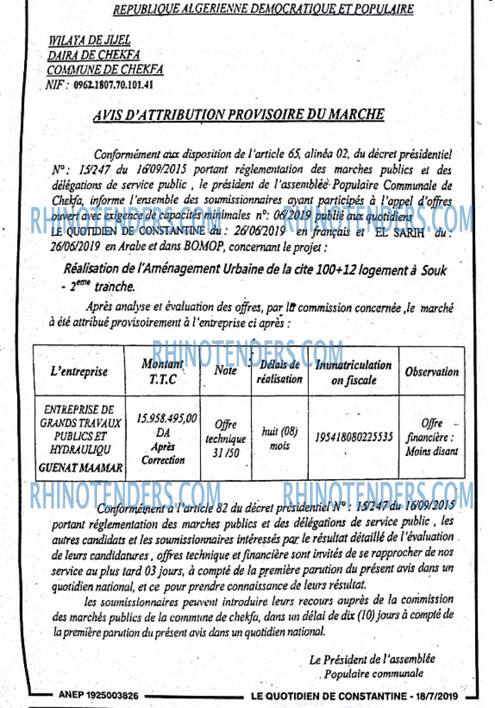 LE QUOTIDIEN DE CONSTANTINE