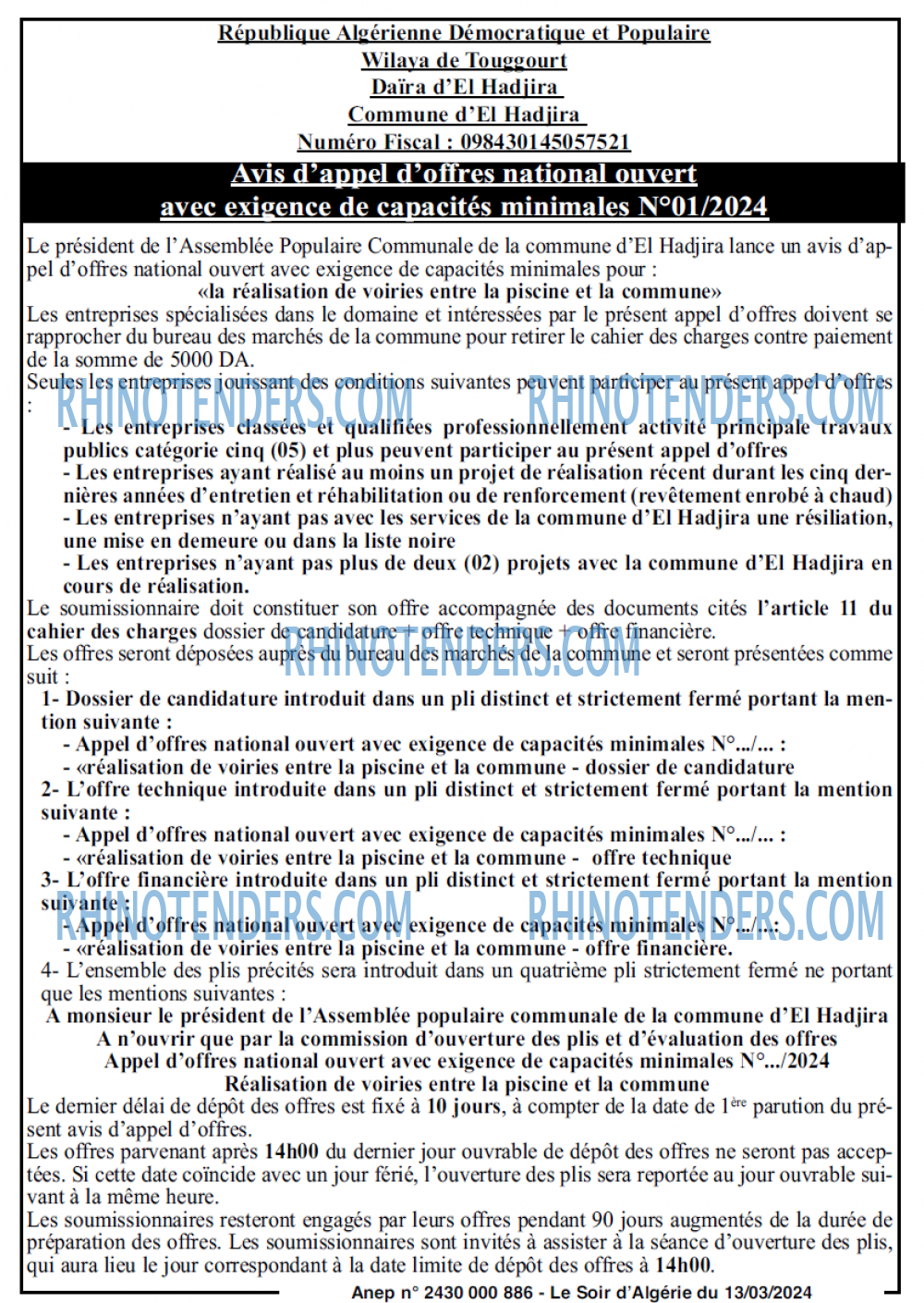 LE SOIR D'ALGERIE