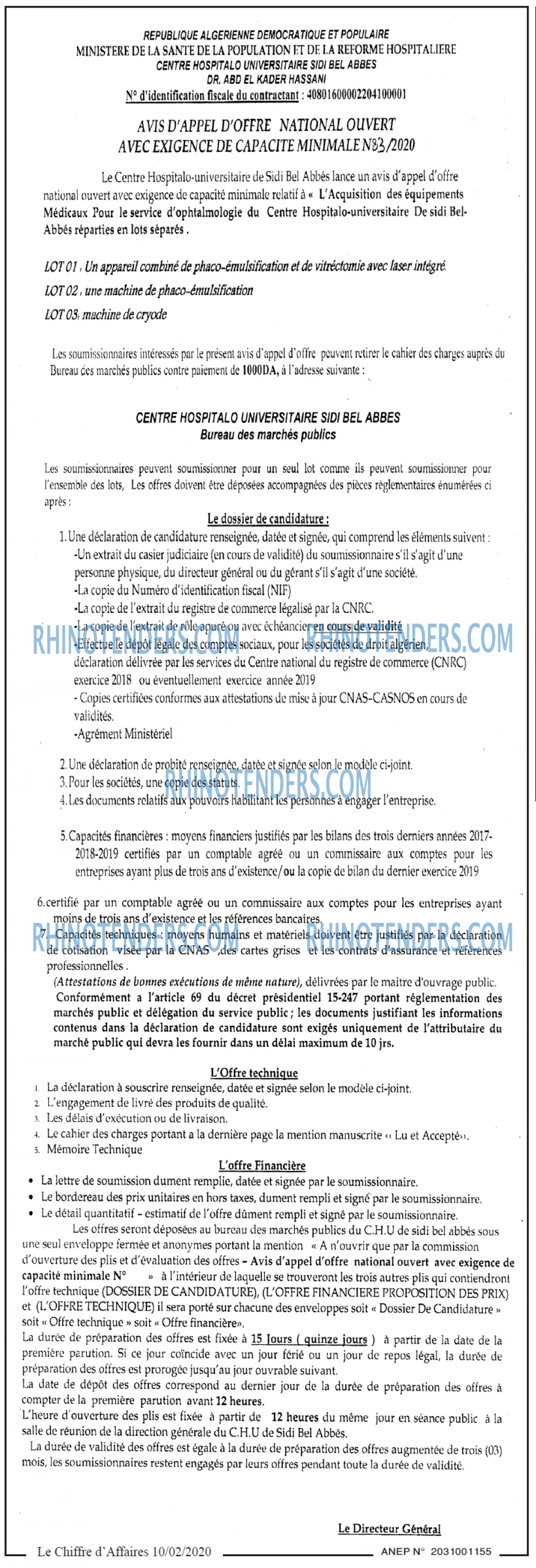Le Chiffre d'Affaires