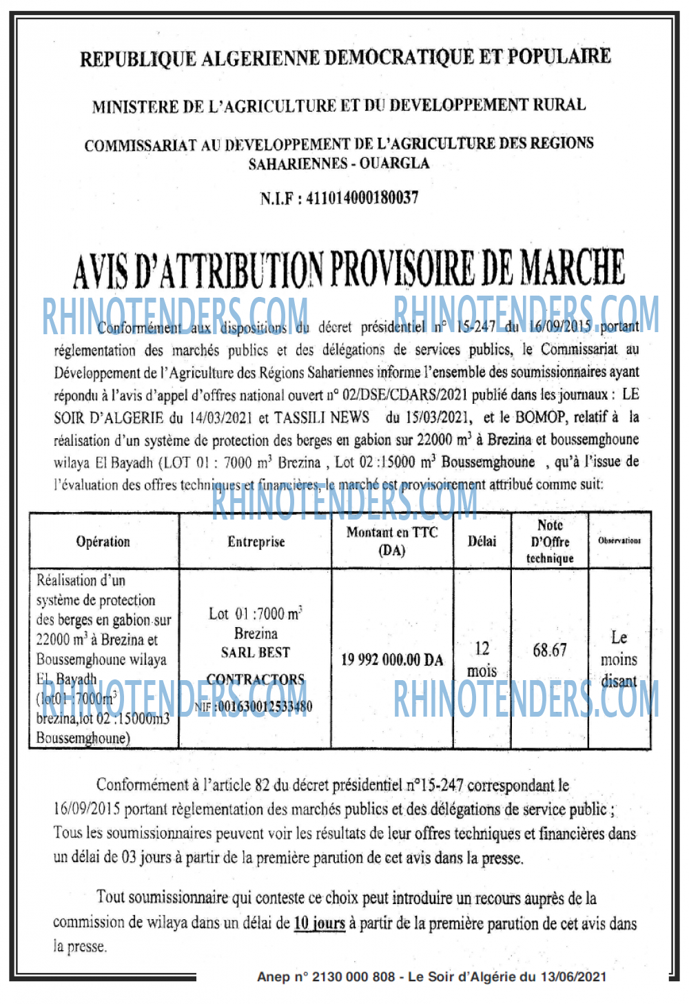 LE SOIR D'ALGERIE