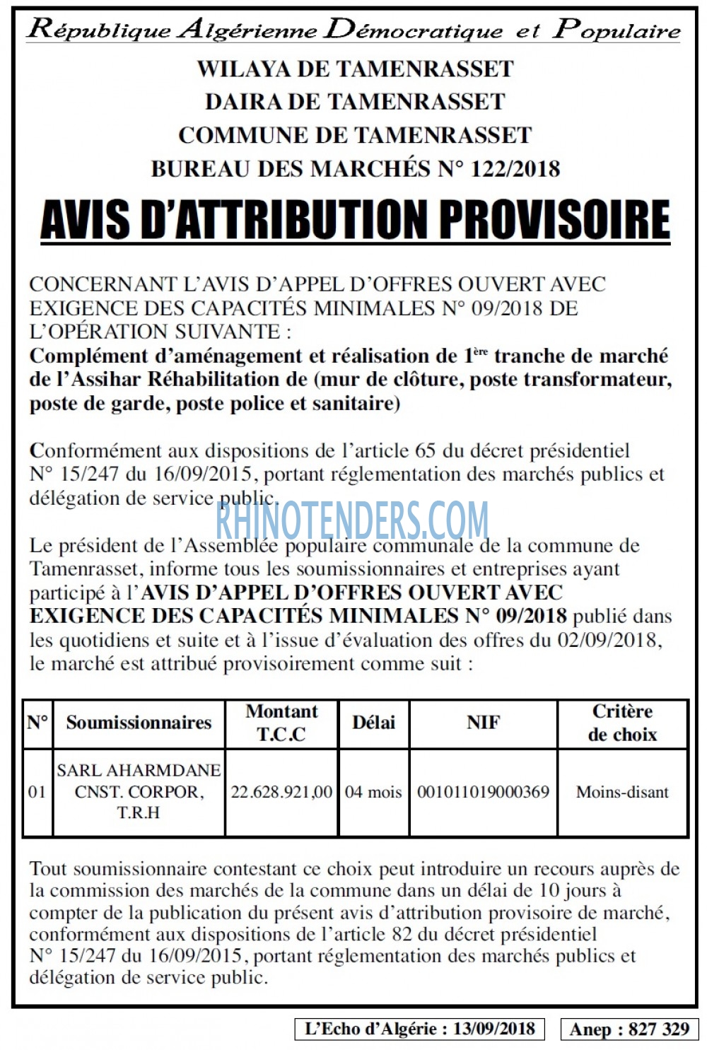 L'ECHO D'ALGERIE