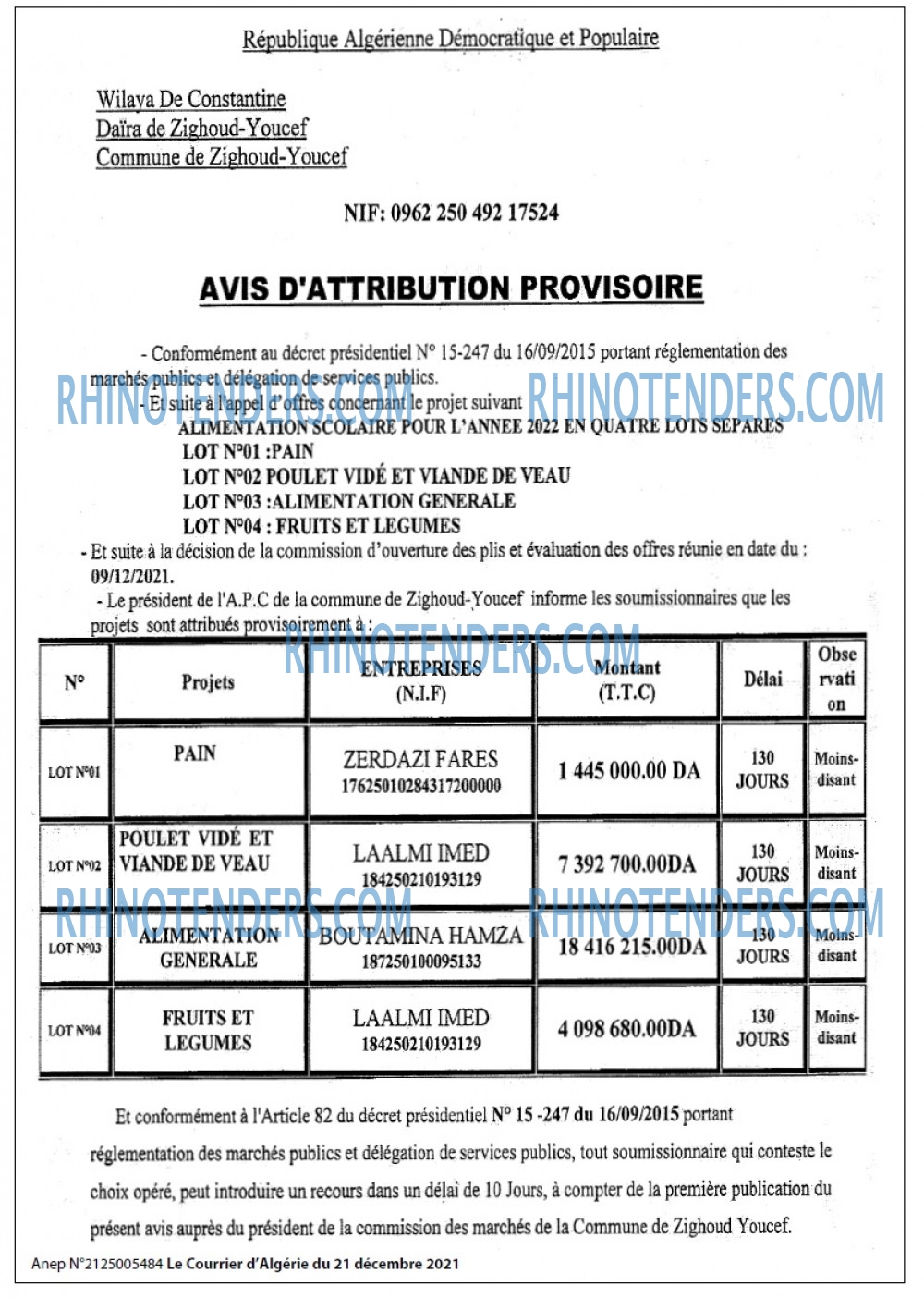 Le Courrier d'Algerie