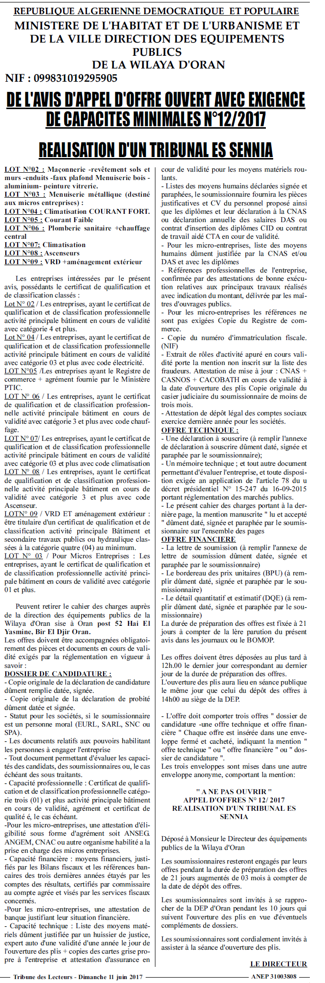 TRIBUNE DES LECTEURS