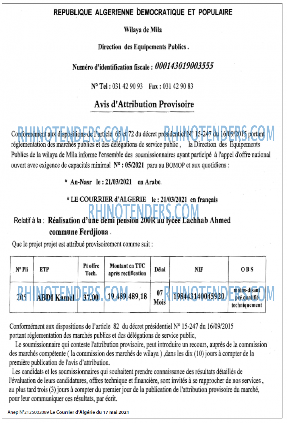 Le Courrier d'Algerie