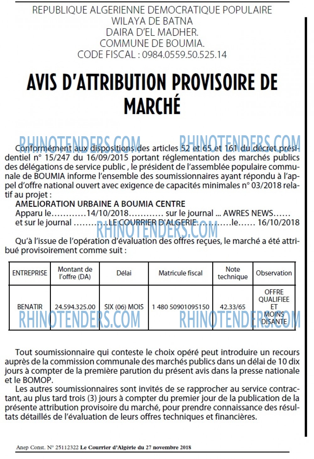 Le Courrier d'Algerie