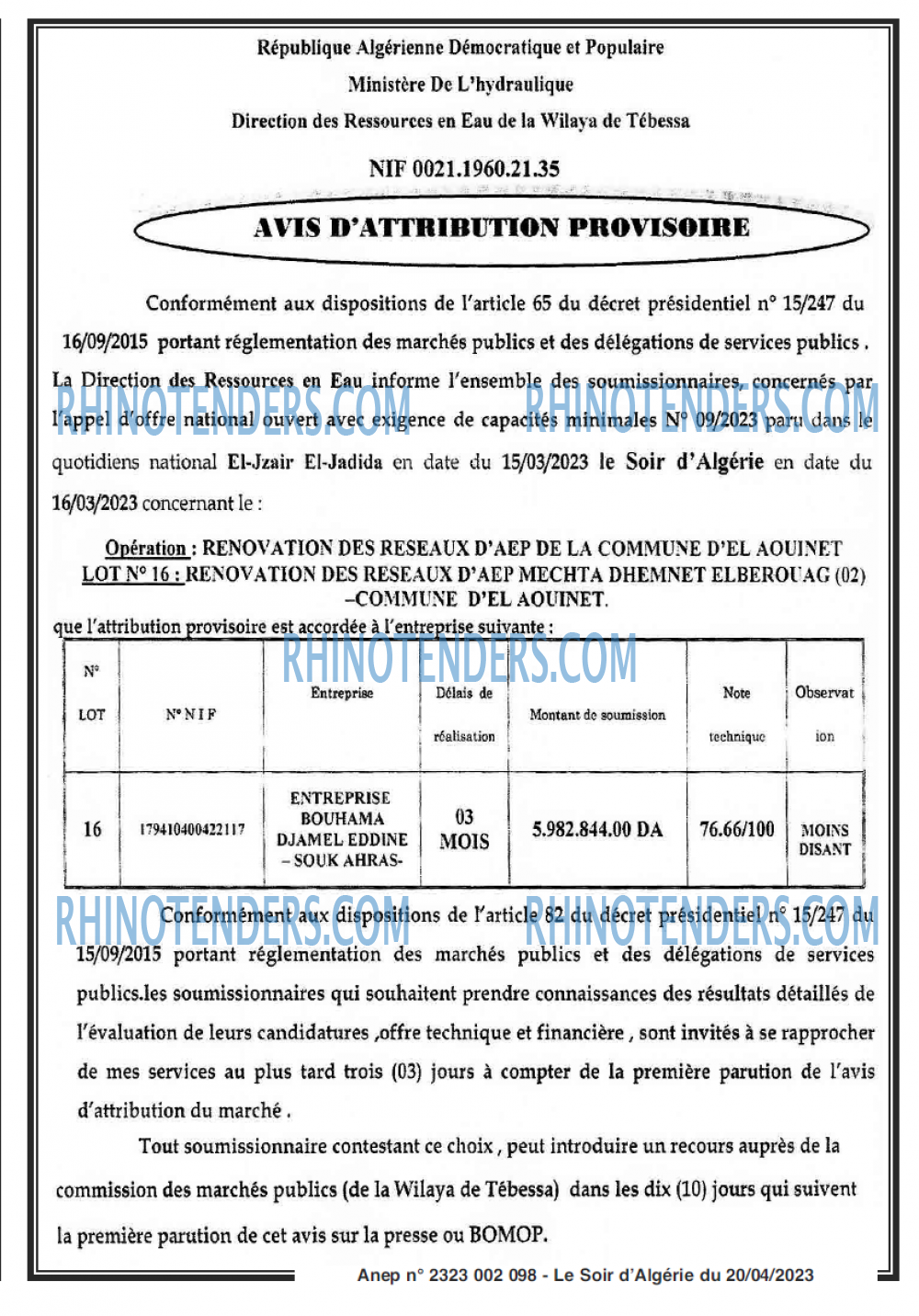 LE SOIR D'ALGERIE