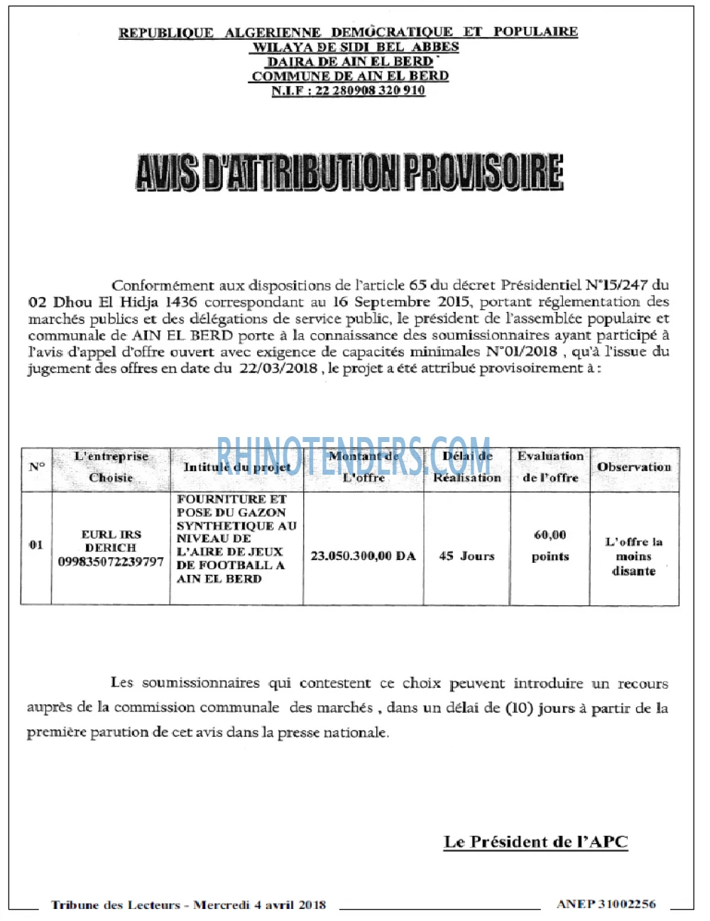 TRIBUNE DES LECTEURS