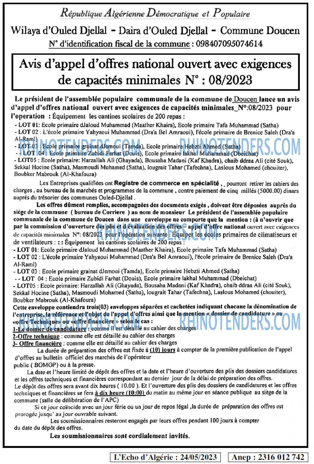 L'ECHO D'ALGERIE