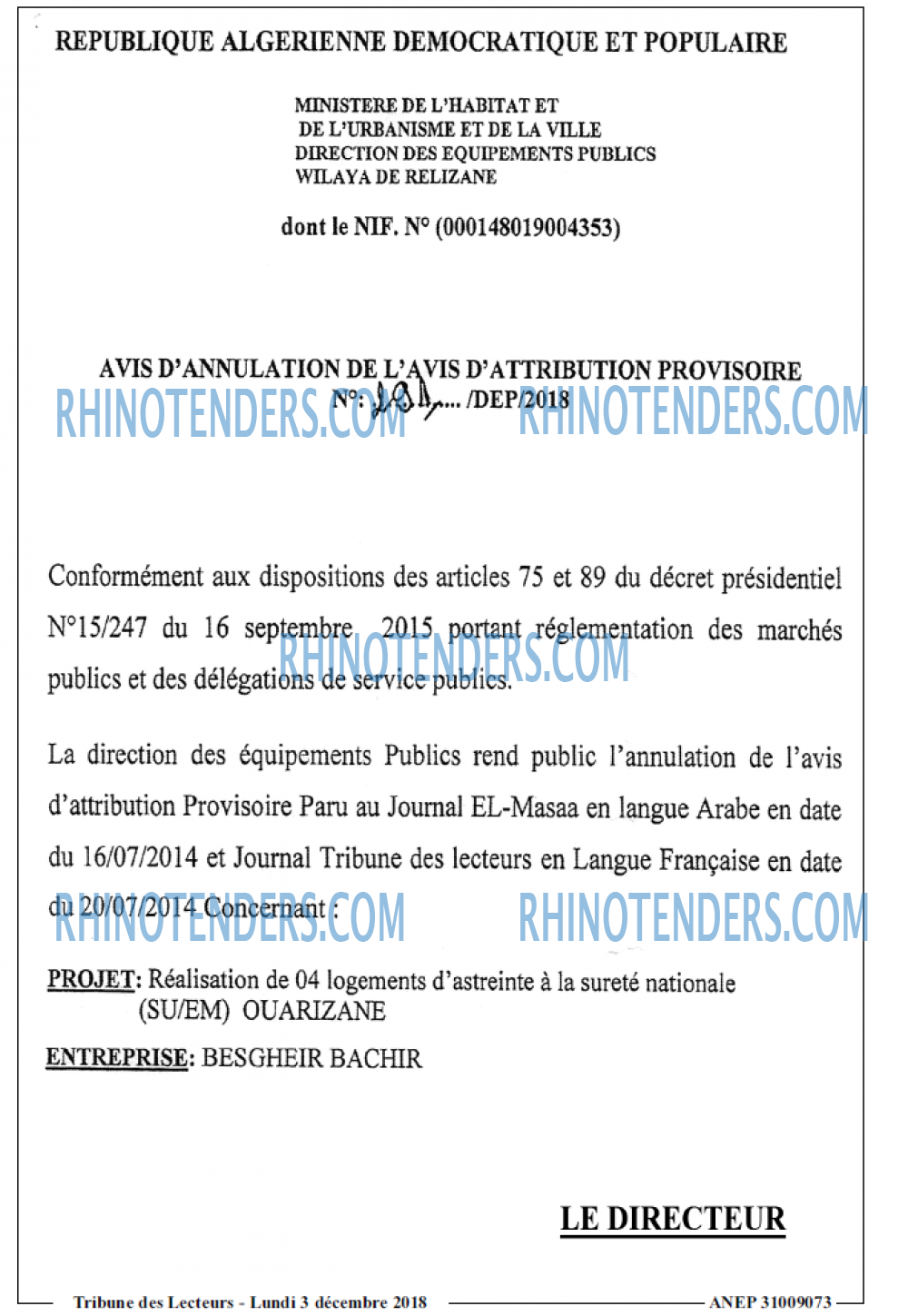 TRIBUNE DES LECTEURS
