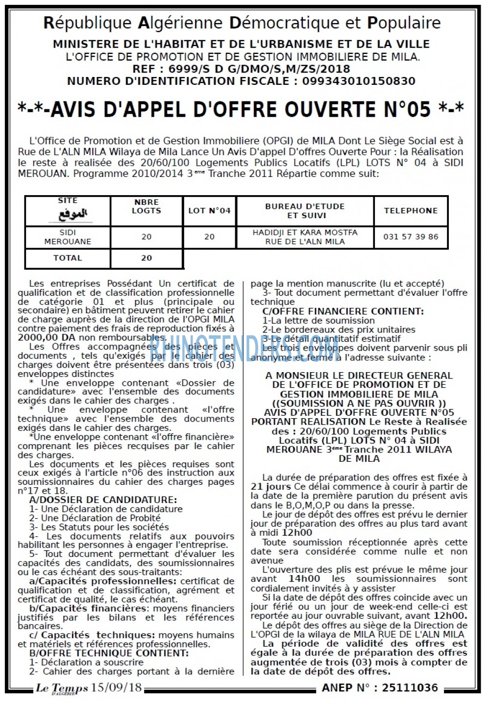 LE TEMPS D'ALGERIE