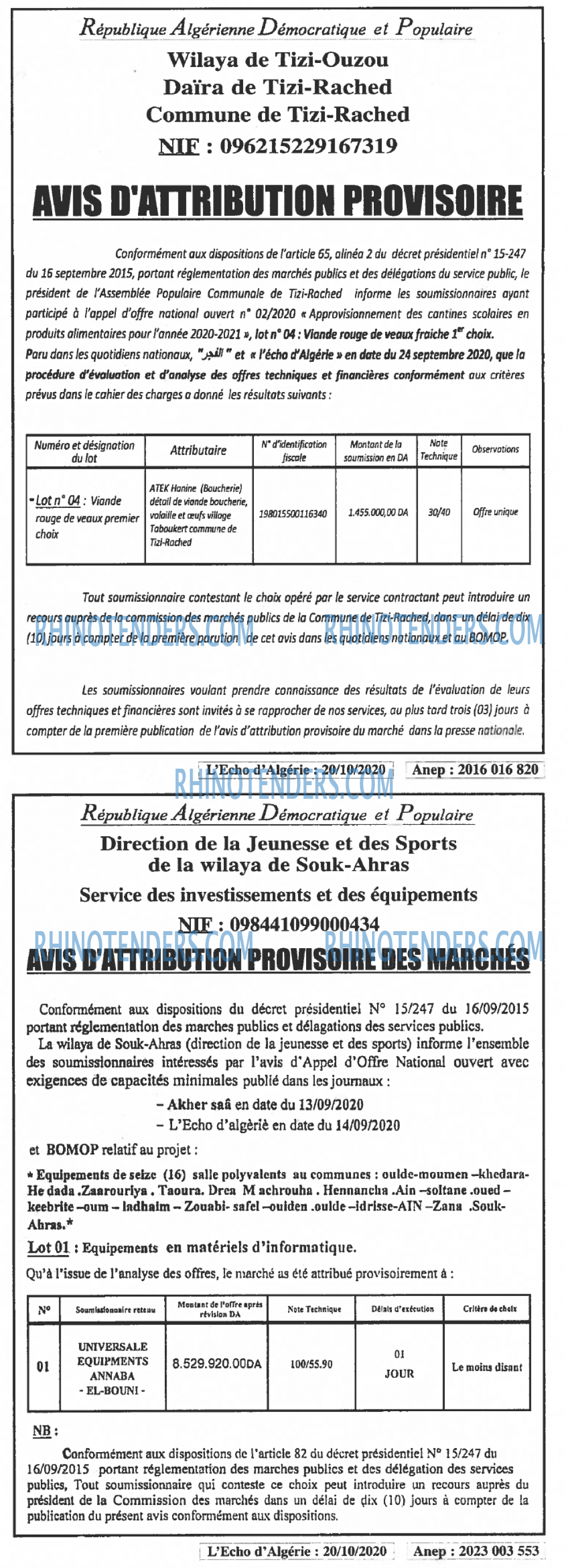 L'ECHO D'ALGERIE