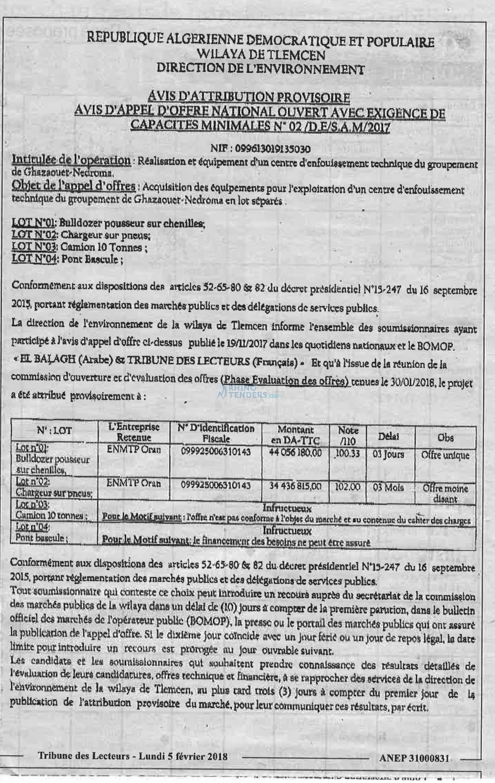 TRIBUNE DES LECTEURS