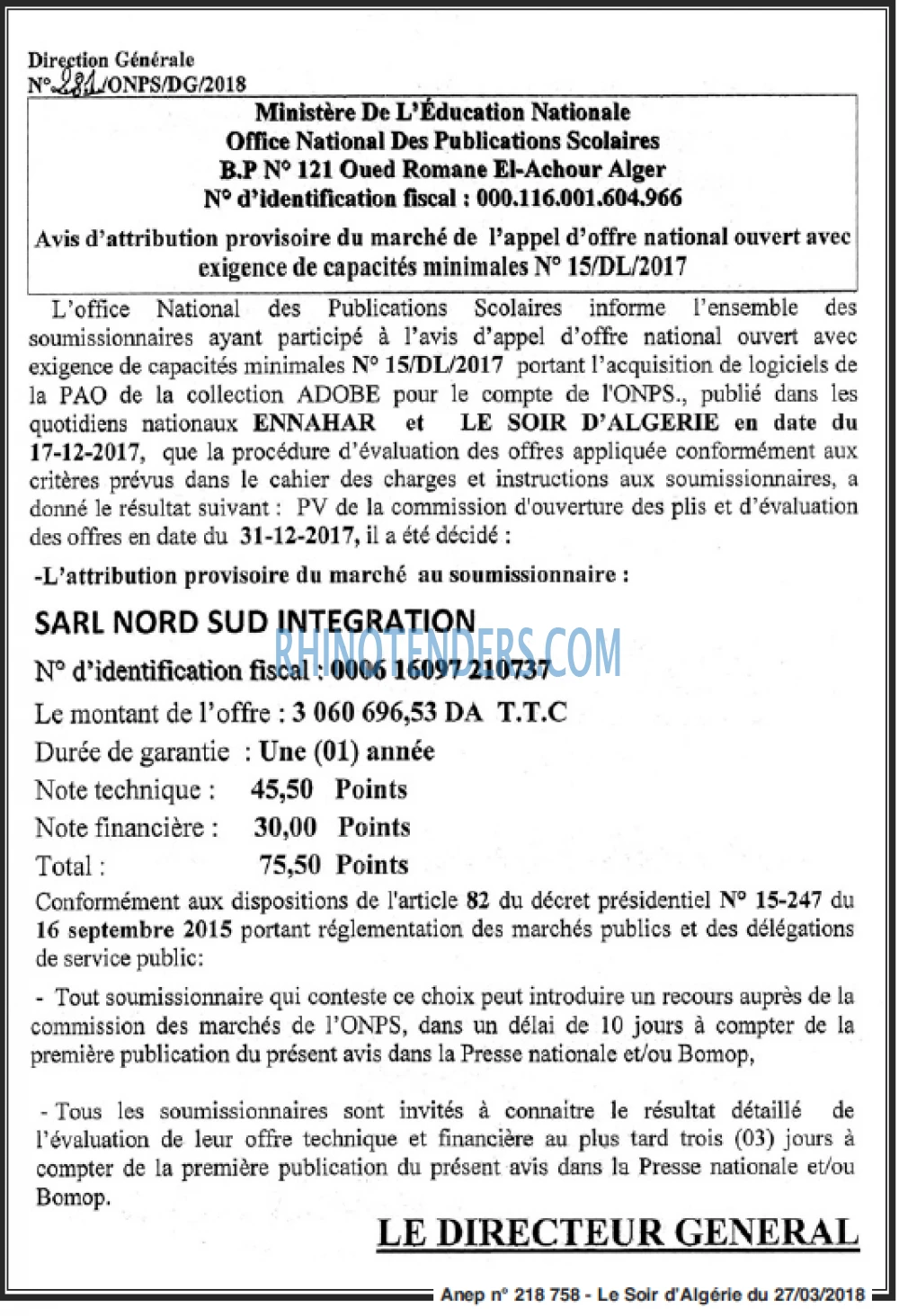 LE SOIR D'ALGERIE