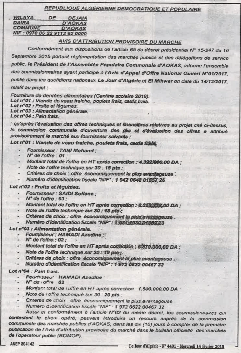 Le Courrier d'Algerie