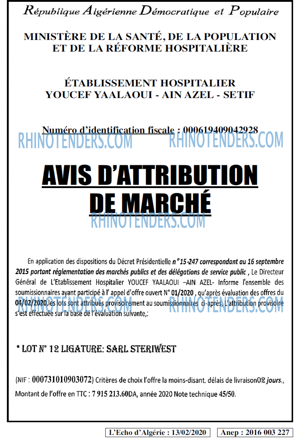 L'ECHO D'ALGERIE