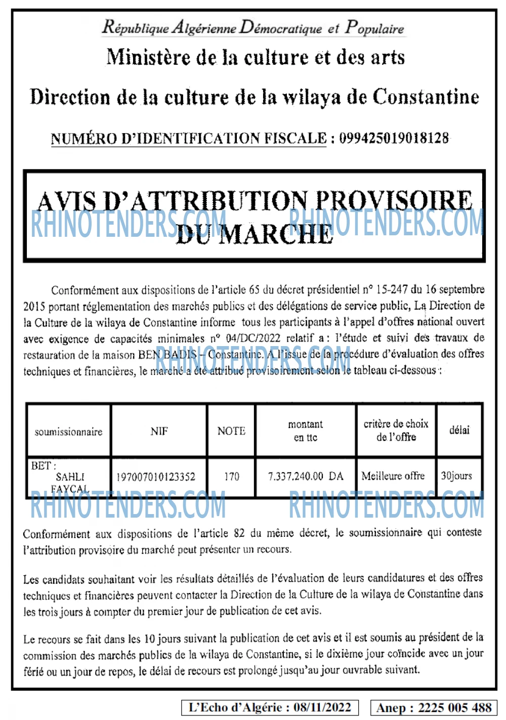 L'ECHO D'ALGERIE
