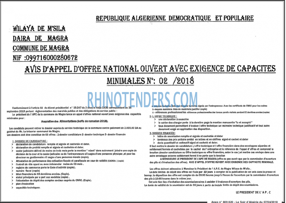 LE SOIR D'ALGERIE