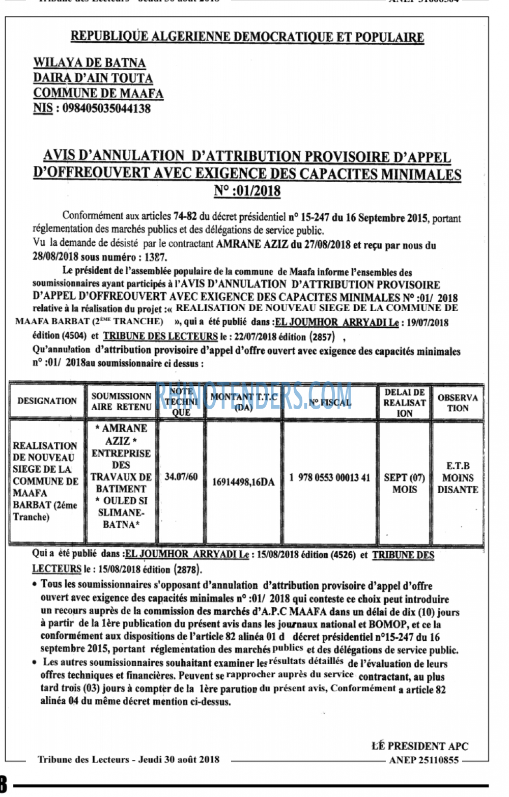 TRIBUNE DES LECTEURS