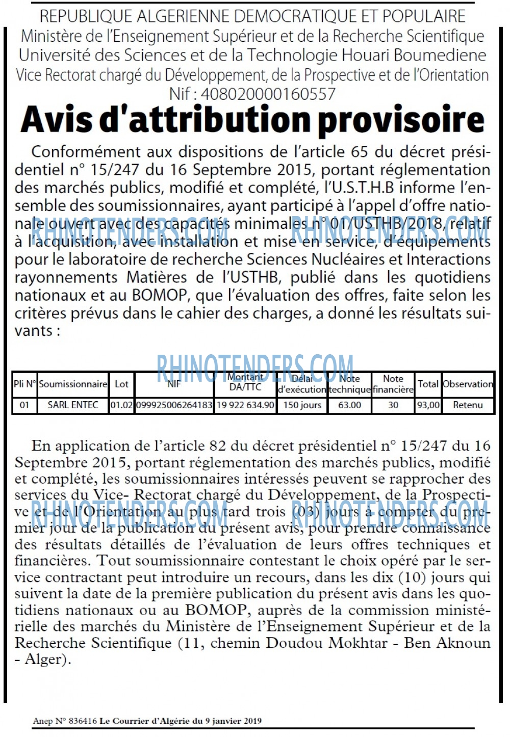Le Courrier d'Algerie