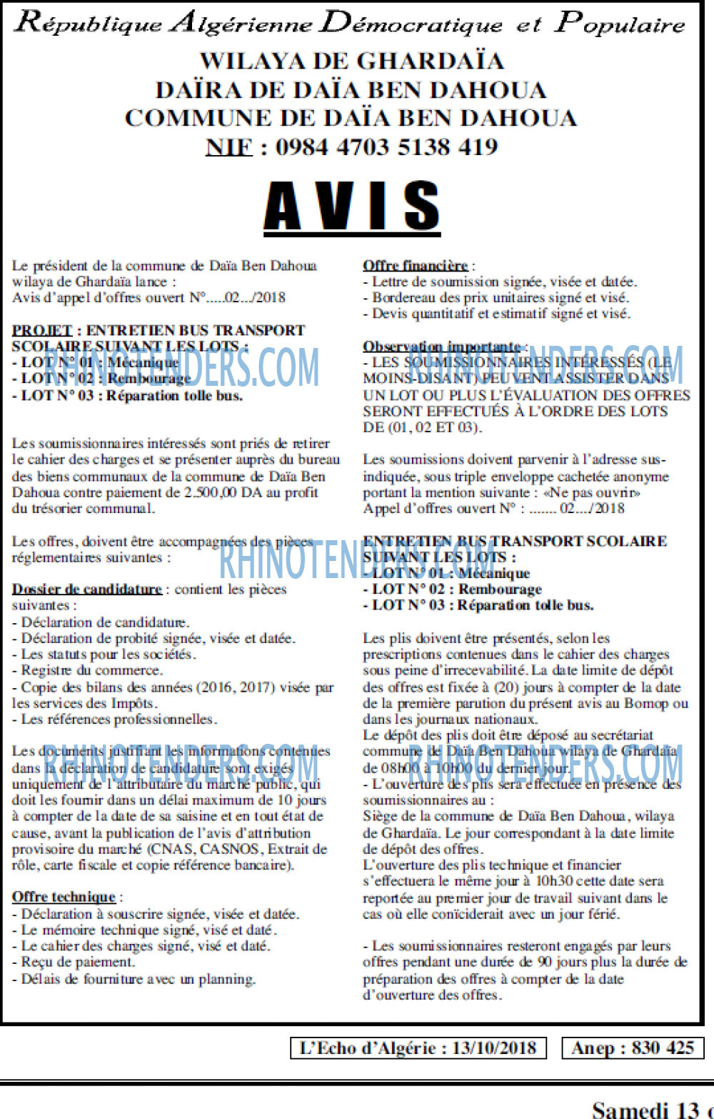 L'ECHO D'ALGERIE