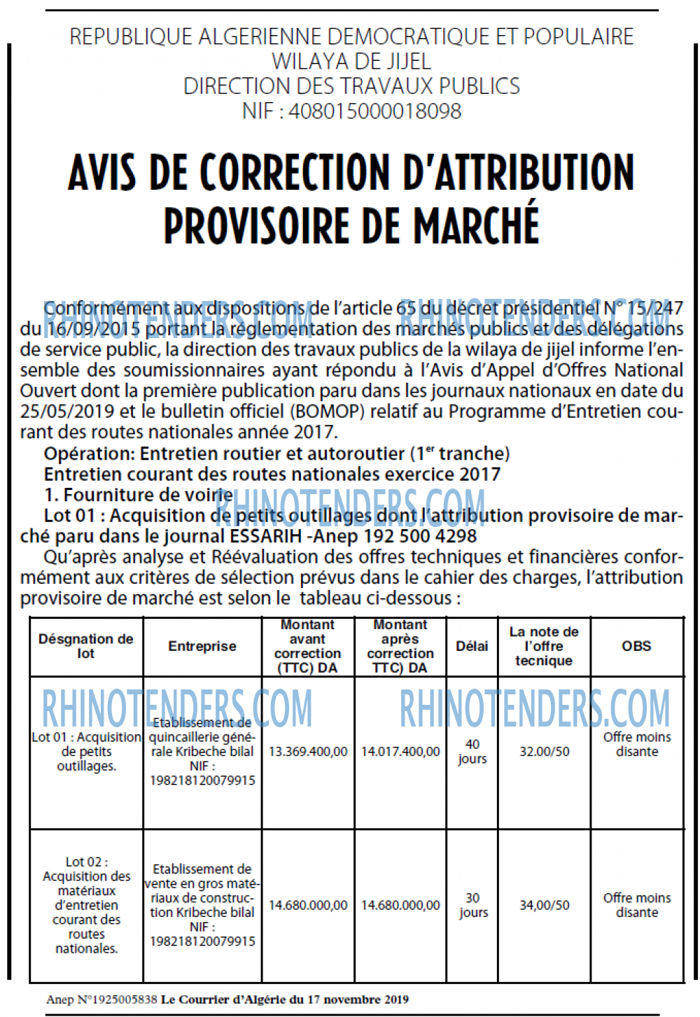 Le Courrier d'Algerie