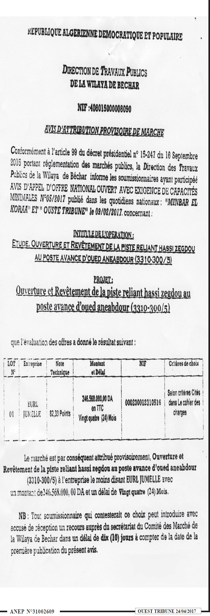 ouest TRIBUNE