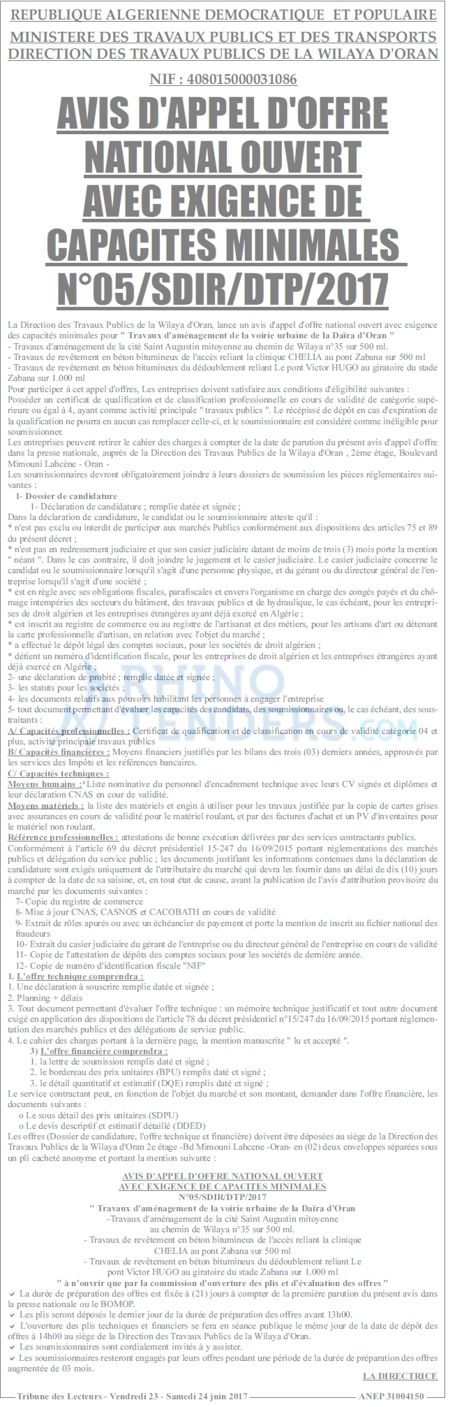 TRIBUNE DES LECTEURS