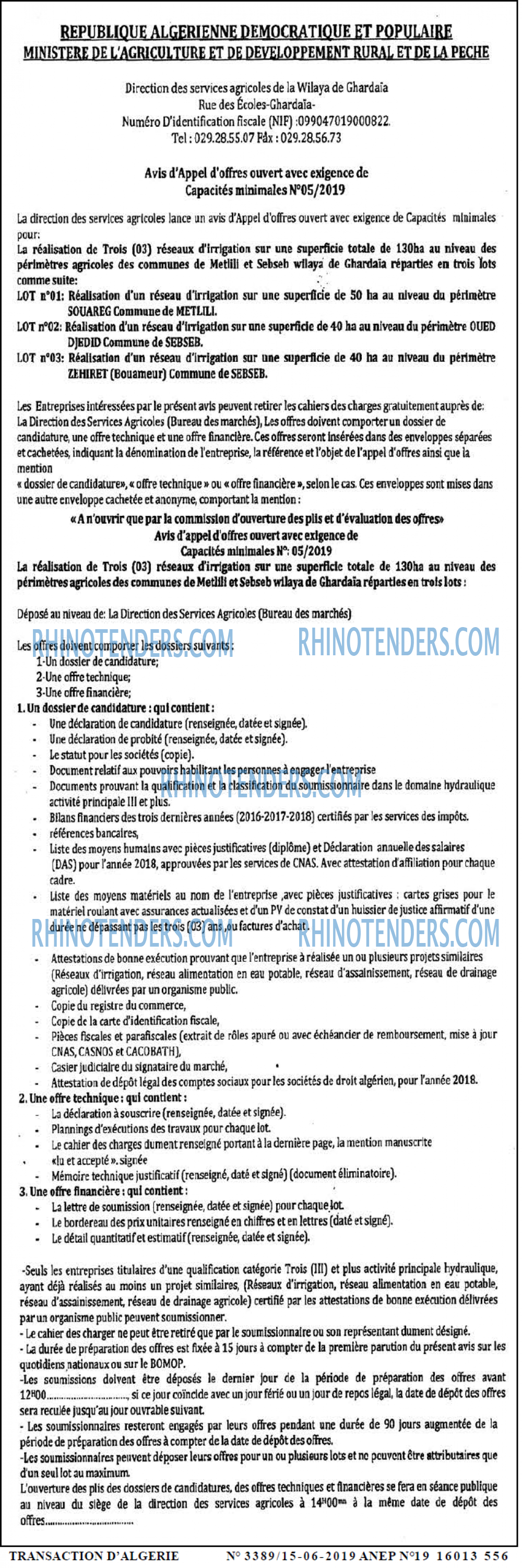 TRANSACTION D'ALGERIE