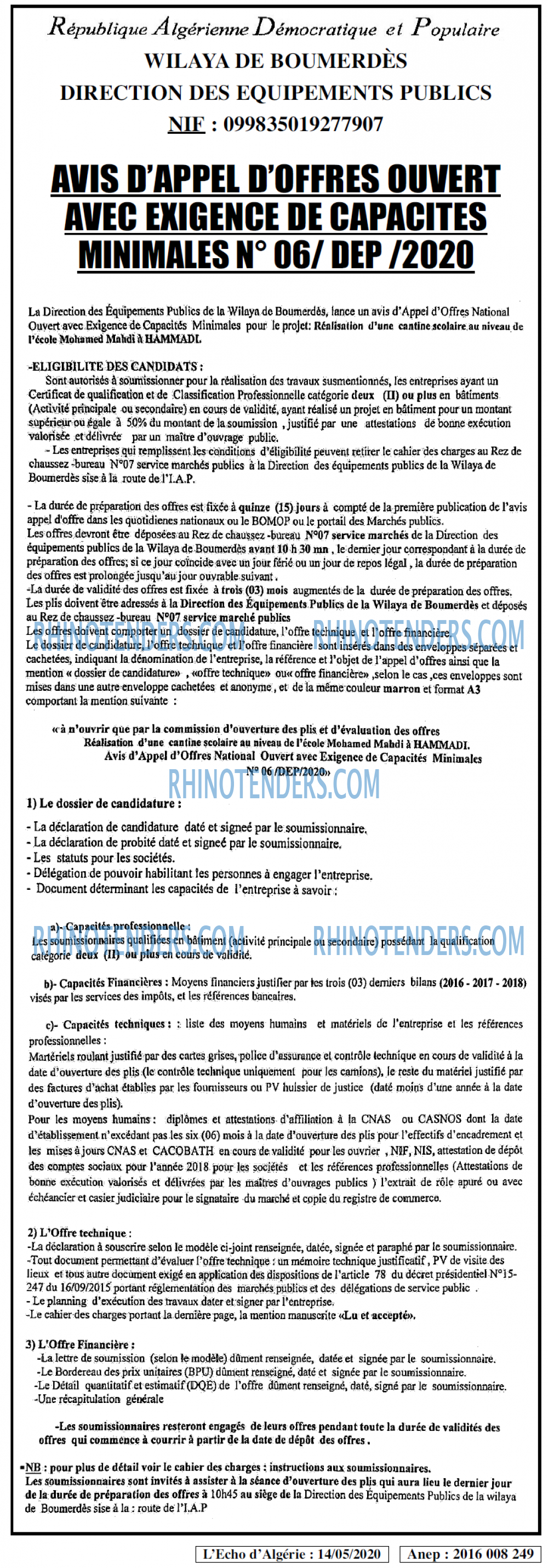 L'ECHO D'ALGERIE